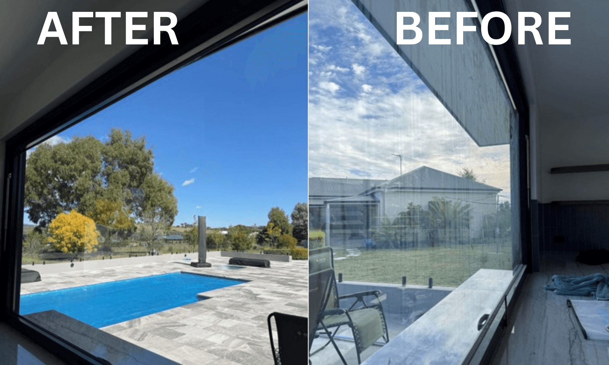 Before and after commercial window cleaning in Sydney